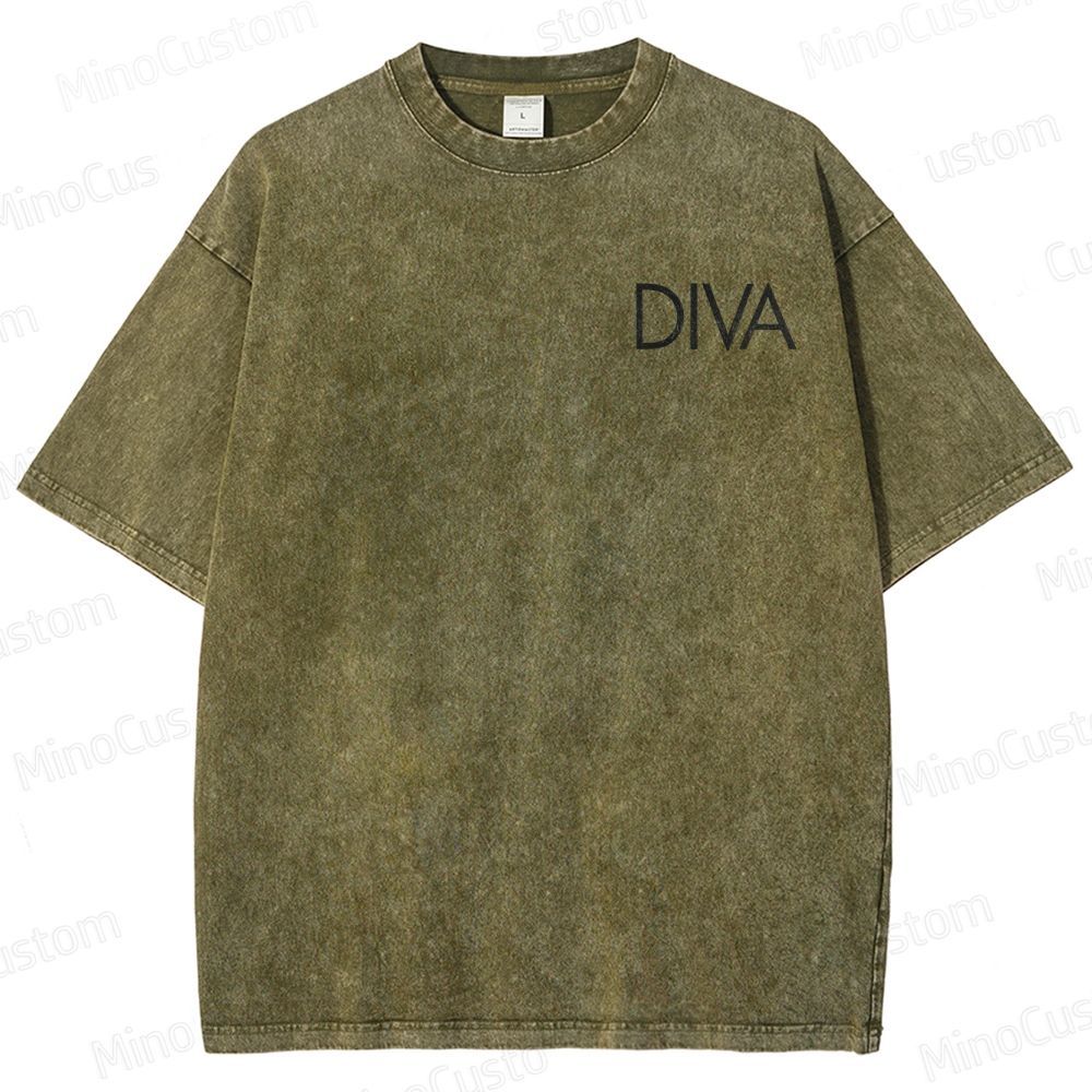 Vintage Washed Diva Graphic Drama T - shirt