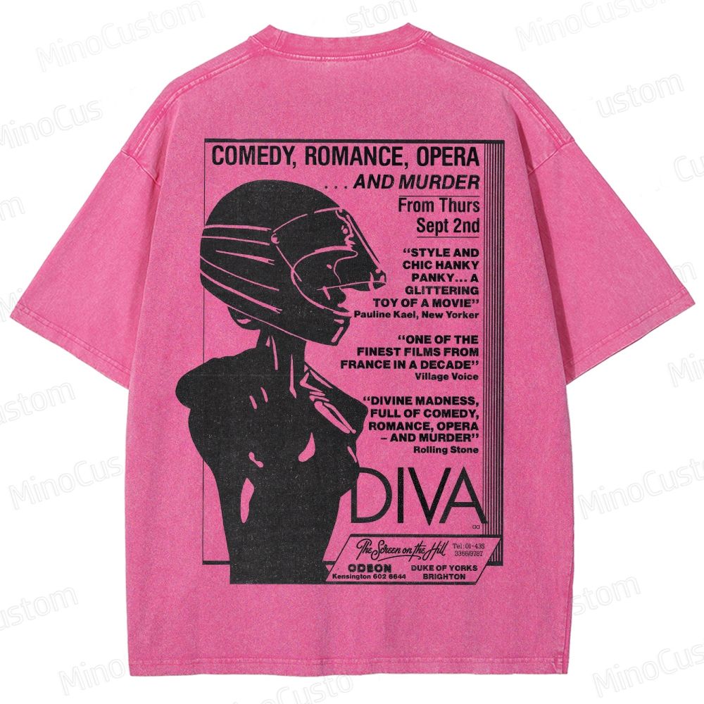 Vintage Washed Diva Graphic Drama T - shirt