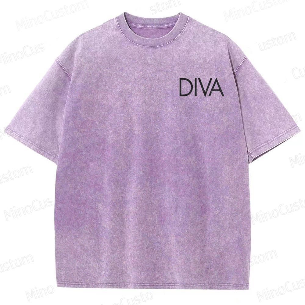 Vintage Washed Diva Graphic Drama T - shirt