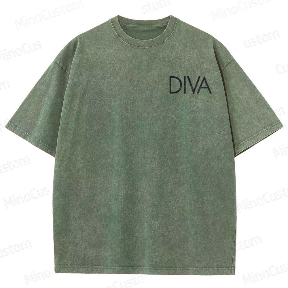 Vintage Washed Diva Graphic Drama T - shirt