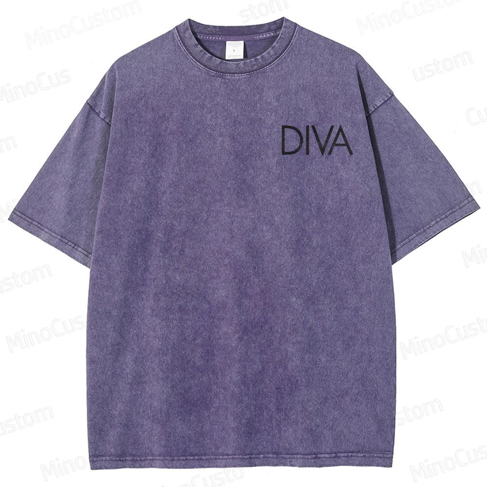 Vintage Washed Diva Graphic Drama T - shirt