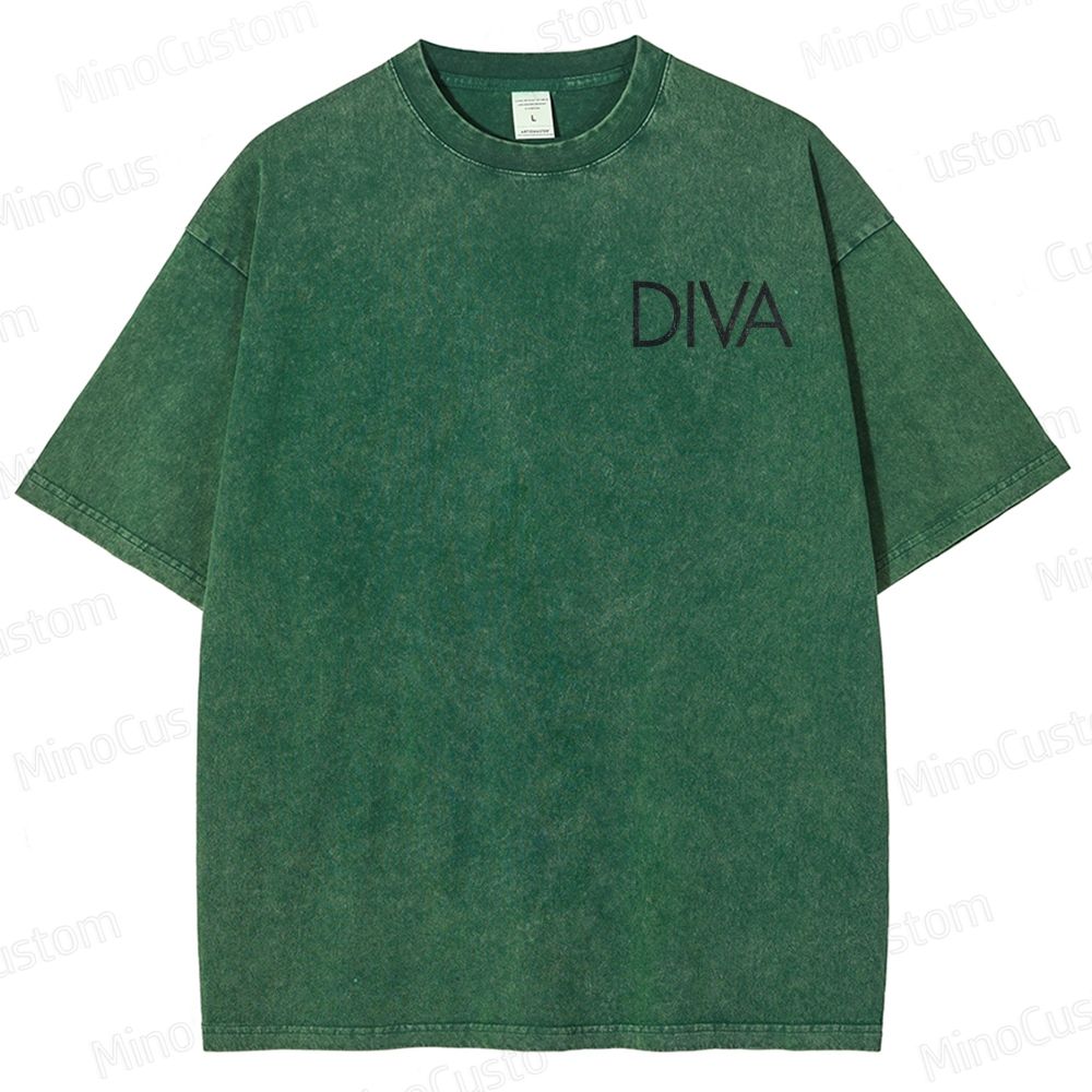 Vintage Washed Diva Graphic Drama T - shirt