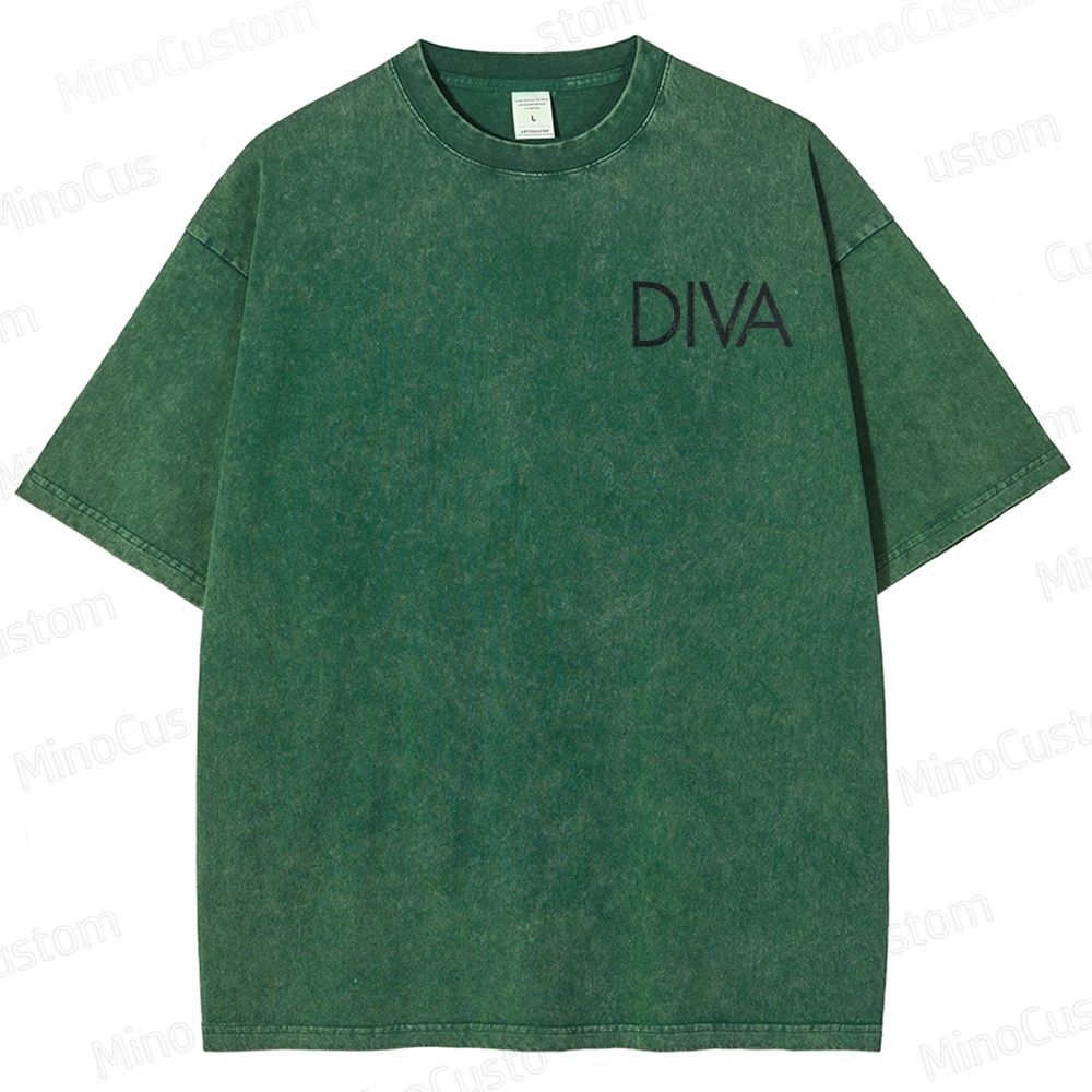 Vintage Washed Diva Graphic Drama T - shirt