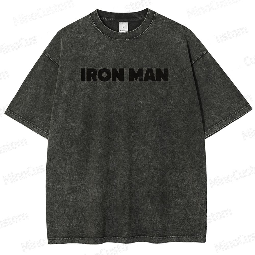Vintage Washed Iron Man Graphic Superhero T - shirt