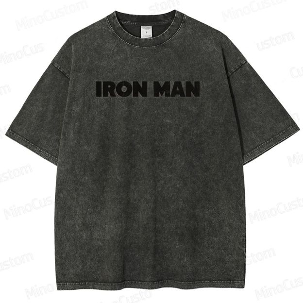 Vintage Washed Iron Man Graphic Superhero T - shirt