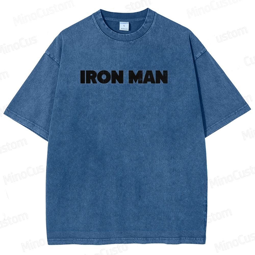 Vintage Washed Iron Man Graphic Superhero T - shirt