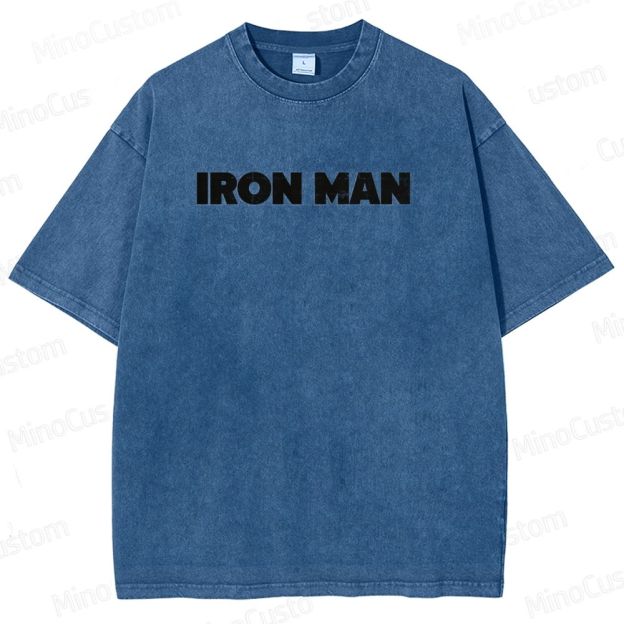 Vintage Washed Iron Man Graphic Superhero T - shirt