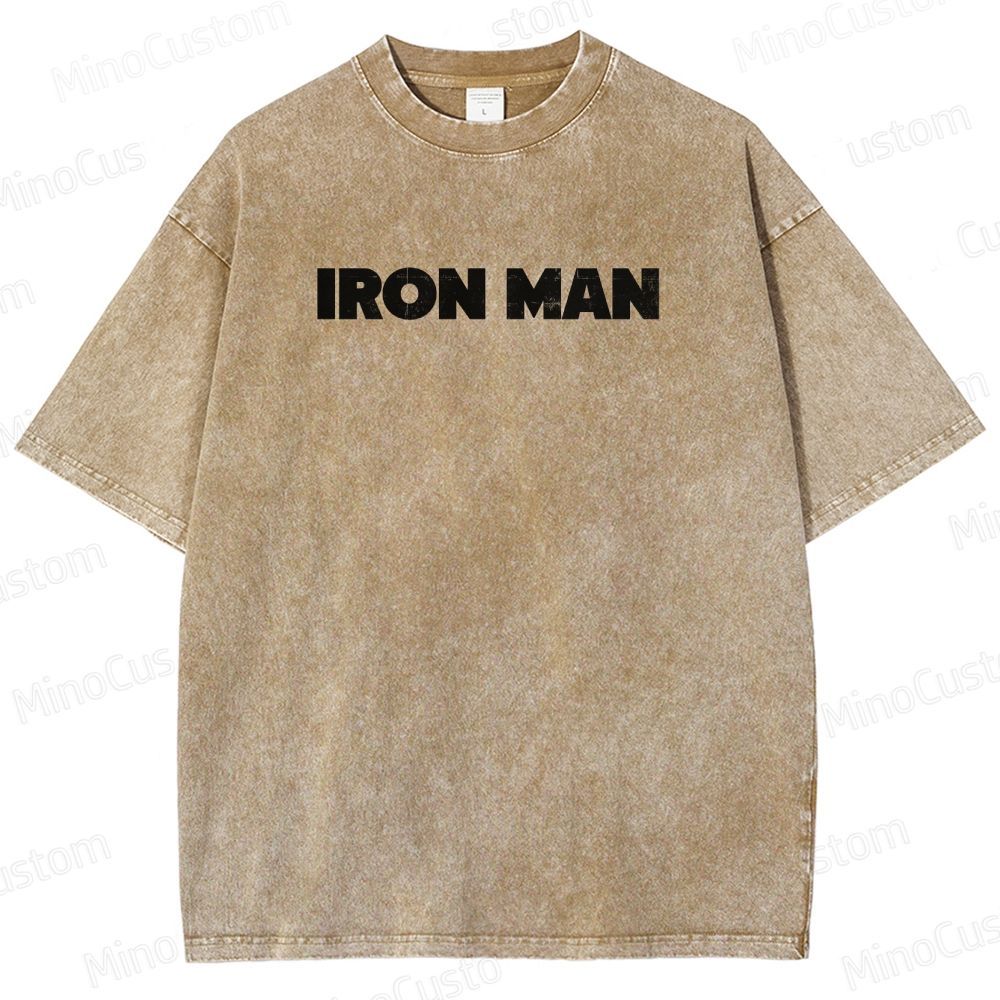 Vintage Washed Iron Man Graphic Superhero T - shirt