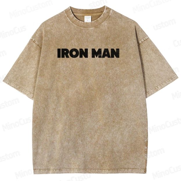 Vintage Washed Iron Man Graphic Superhero T - shirt