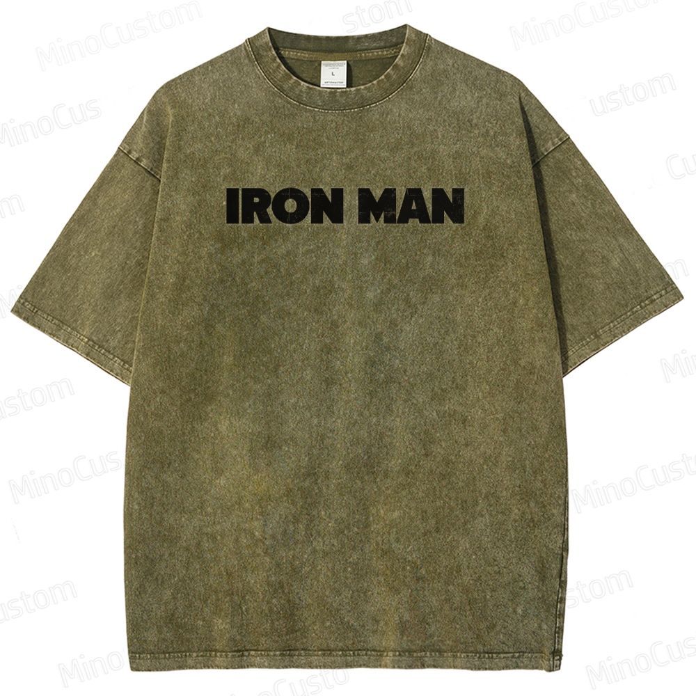 Vintage Washed Iron Man Graphic Superhero T - shirt