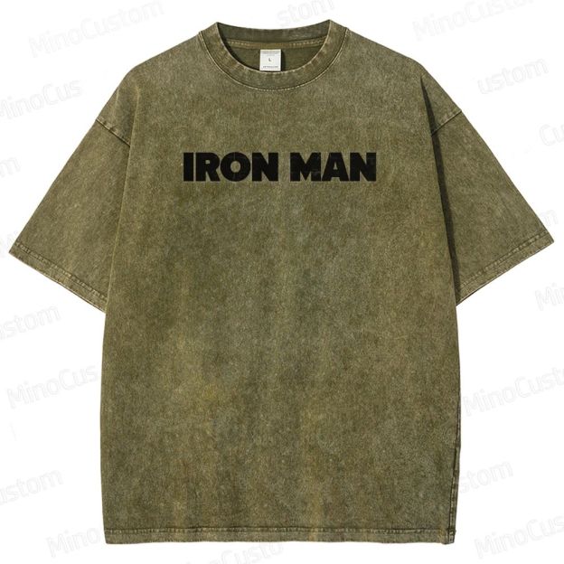 Vintage Washed Iron Man Graphic Superhero T - shirt