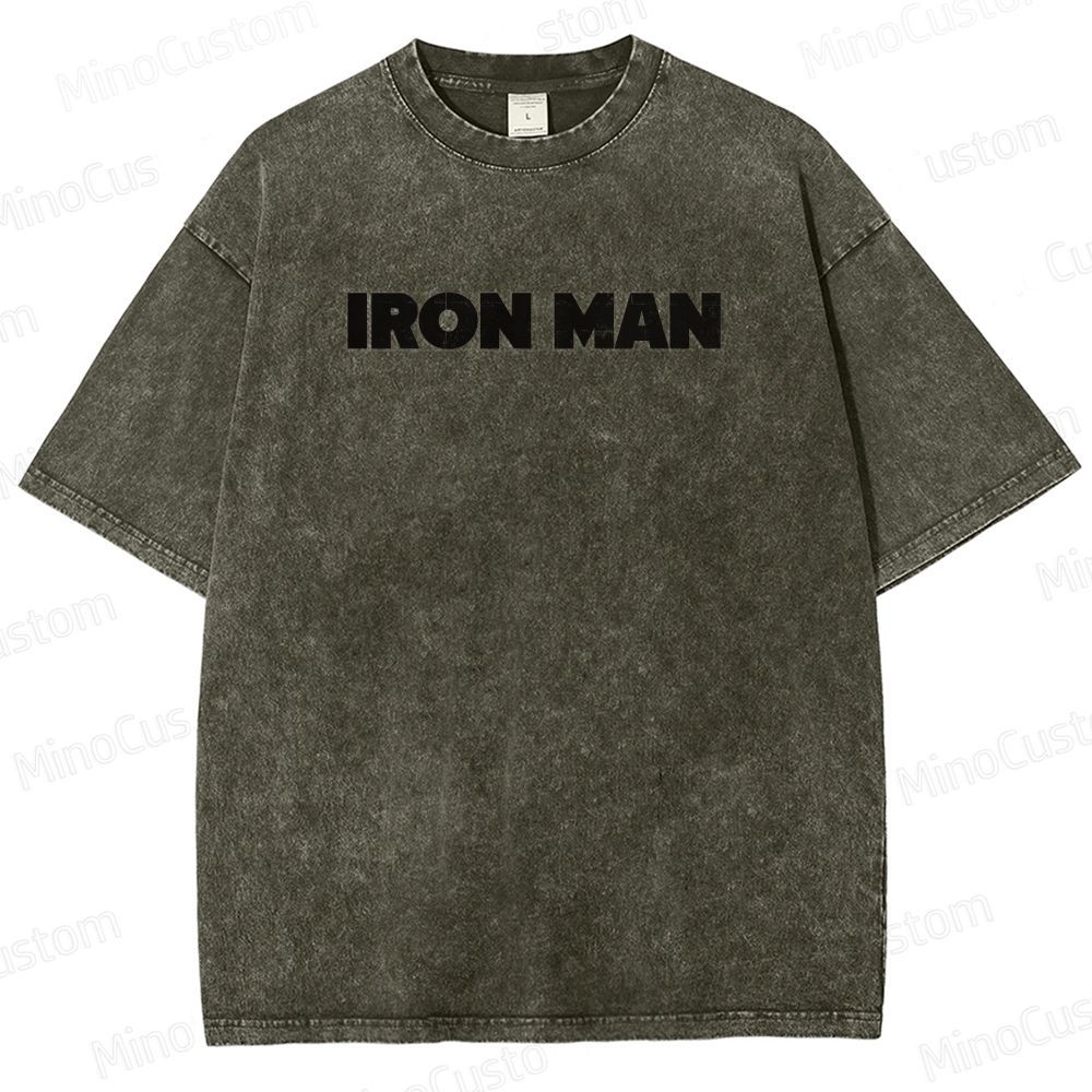 Vintage Washed Iron Man Graphic Superhero T - shirt