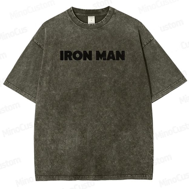 Vintage Washed Iron Man Graphic Superhero T - shirt