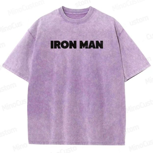 Vintage Washed Iron Man Graphic Superhero T - shirt