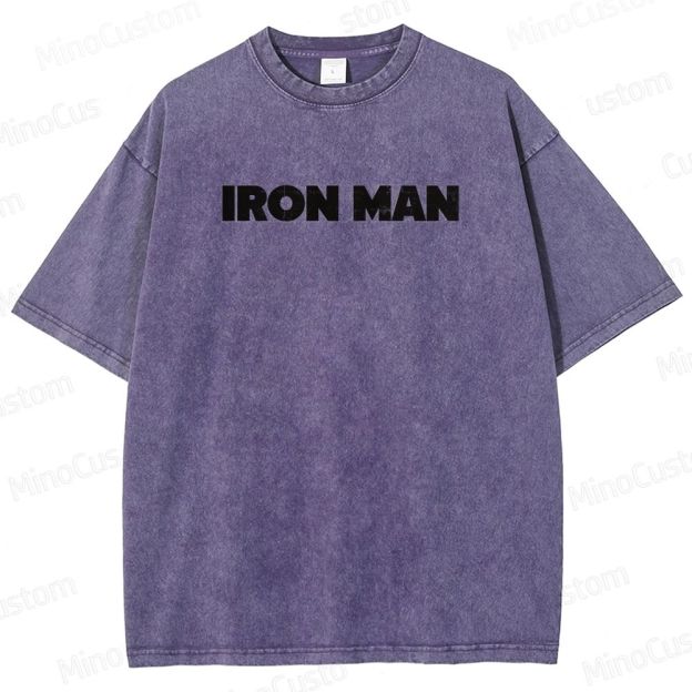 Vintage Washed Iron Man Graphic Superhero T - shirt