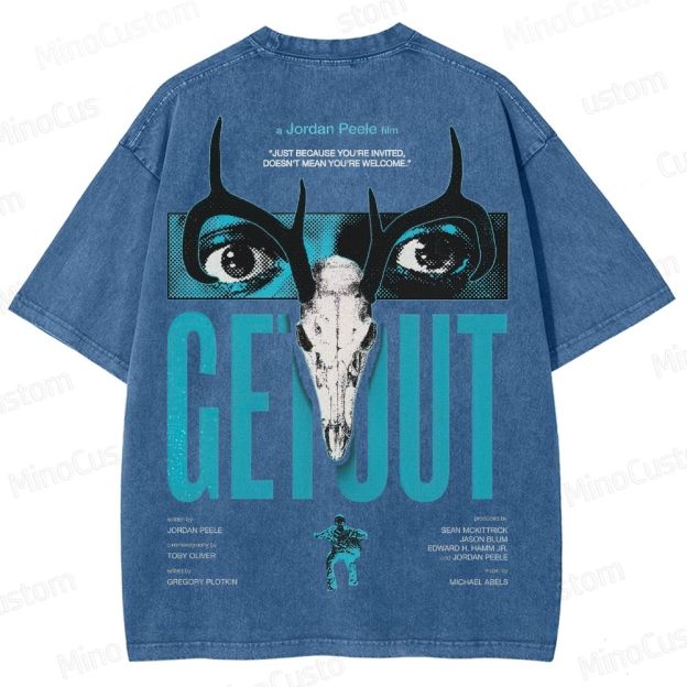 Vintage Washed Get Out Graphic Horror T - shirt 