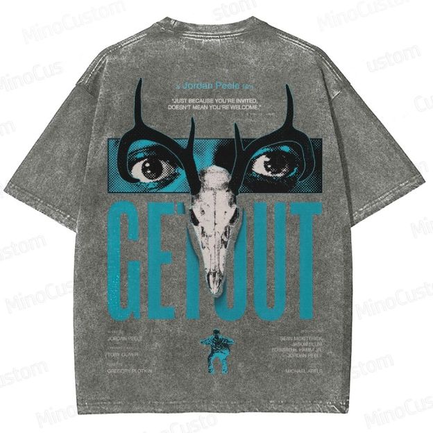 Vintage Washed Get Out Graphic Horror T - shirt 