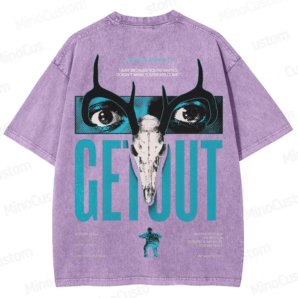 Vintage Washed Get Out Graphic Horror T - shirt 