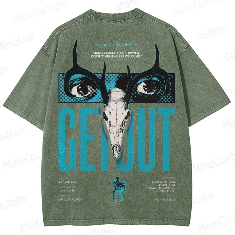 Vintage Washed Get Out Graphic Horror T - shirt 