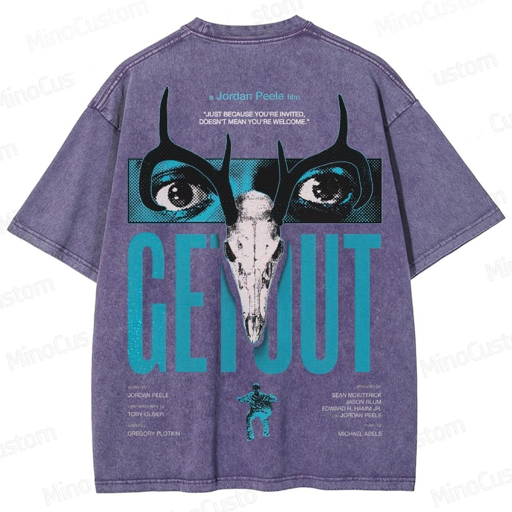 Vintage Washed Get Out Graphic Horror T - shirt 