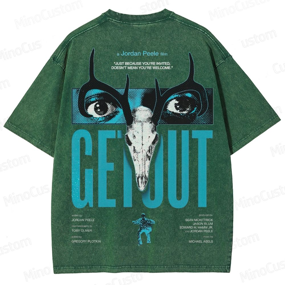Vintage Washed Get Out Graphic Horror T - shirt 