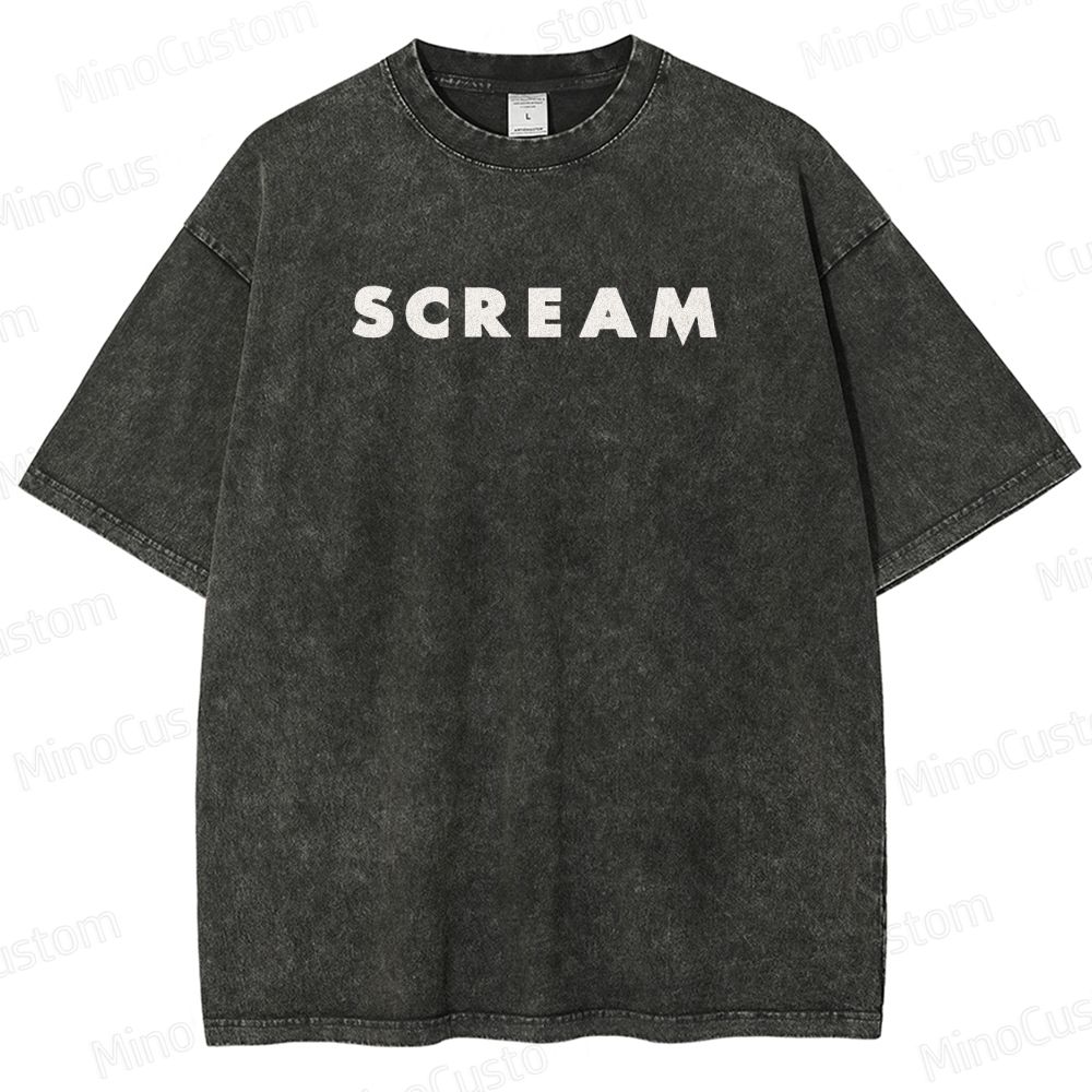 Vintage Washed Scream Graphic Horror T - shirt