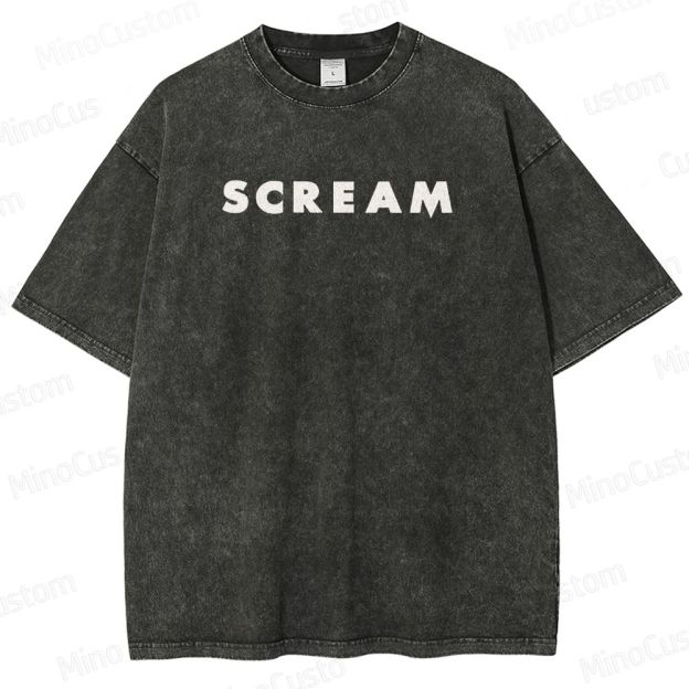 Vintage Washed Scream Graphic Horror T - shirt