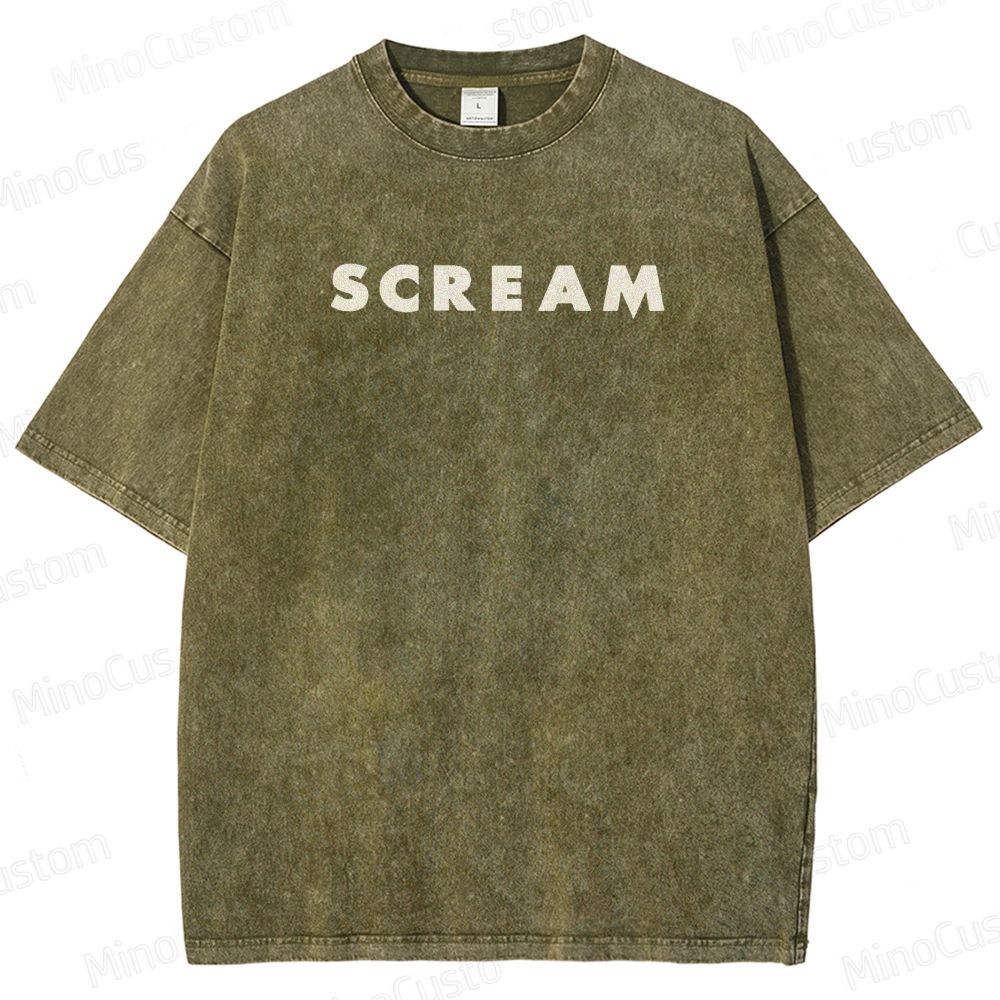 Vintage Washed Scream Graphic Horror T - shirt
