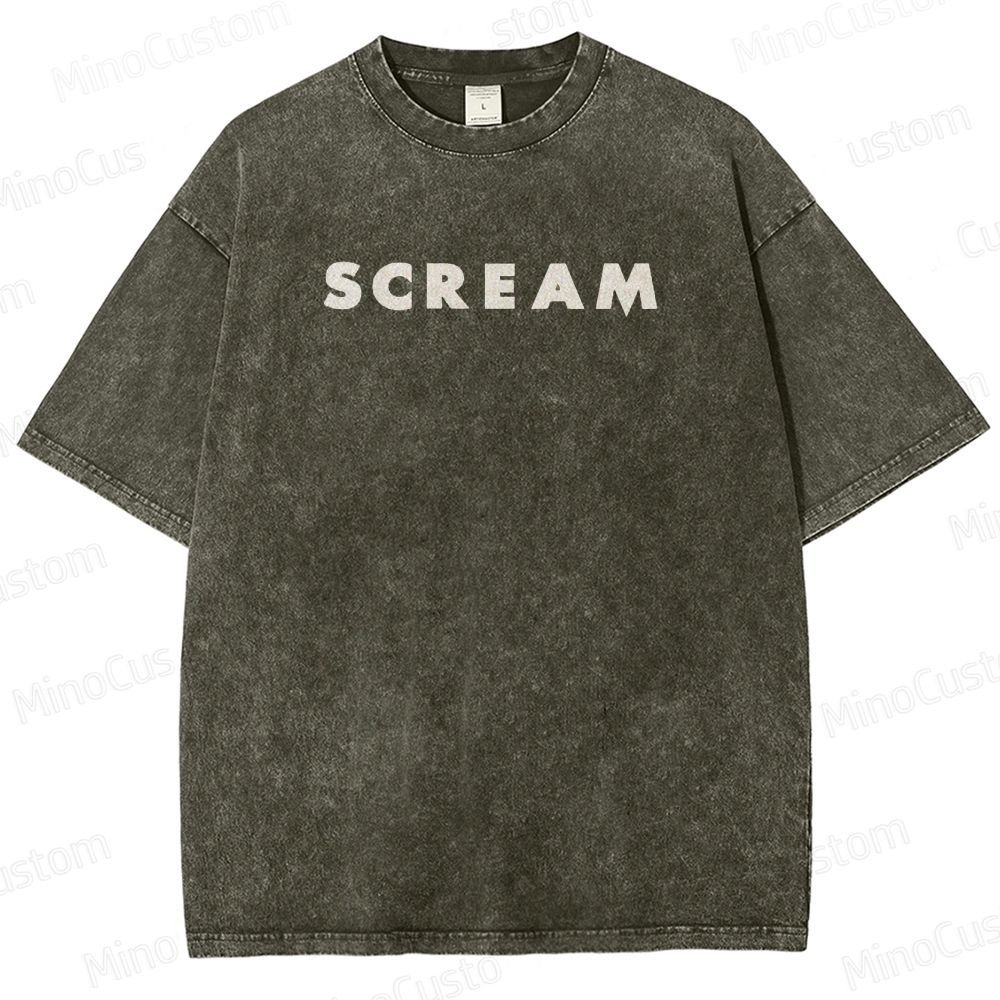 Vintage Washed Scream Graphic Horror T - shirt