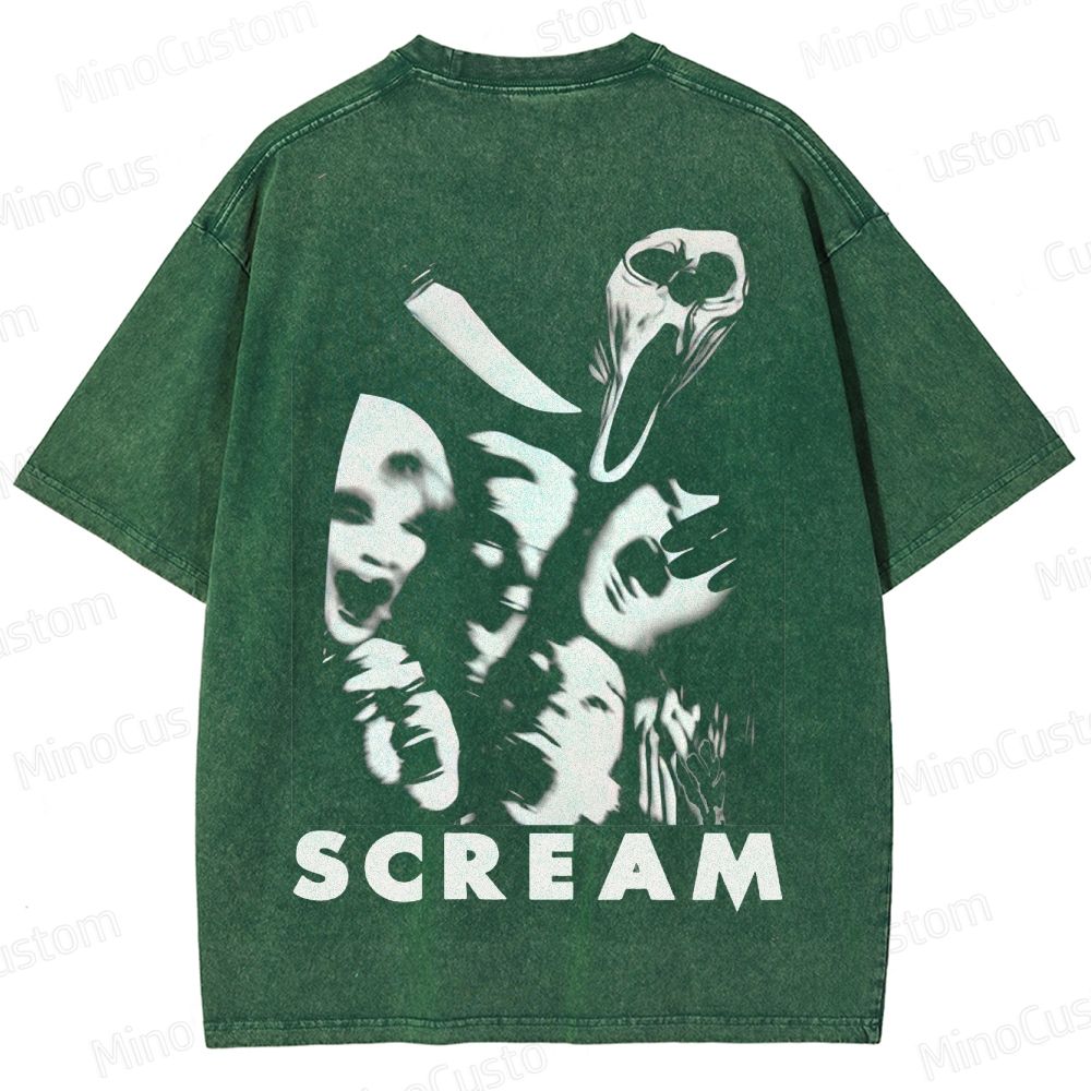 Vintage Washed Scream Graphic Horror T - shirt