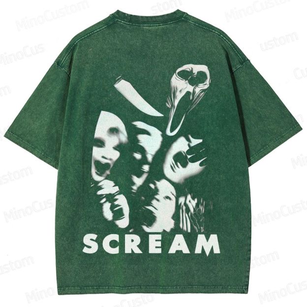 Vintage Washed Scream Graphic Horror T - shirt