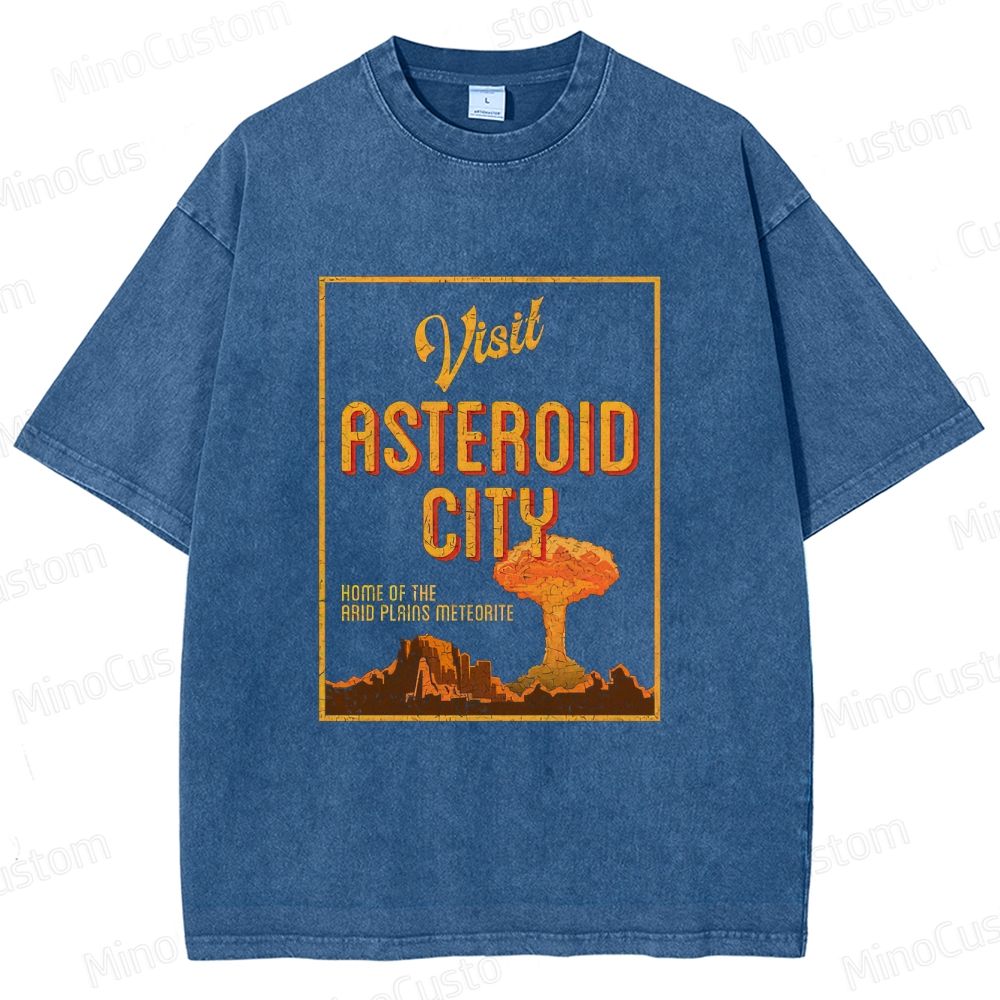 Vintage Washed Asteroid City Graphic Comedy - Drama T - shirt