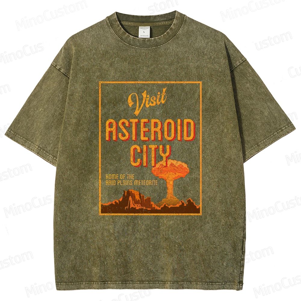 Vintage Washed Asteroid City Graphic Comedy - Drama T - shirt