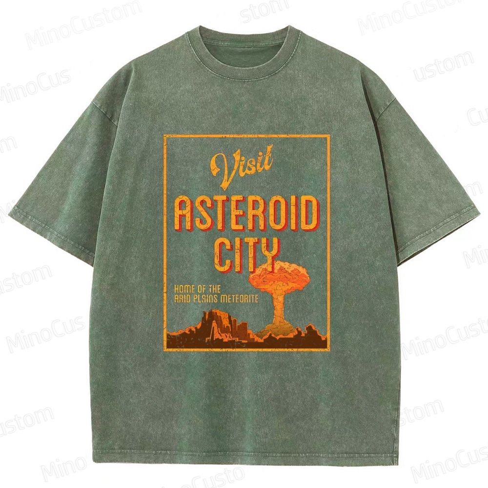 Vintage Washed Asteroid City Graphic Comedy - Drama T - shirt