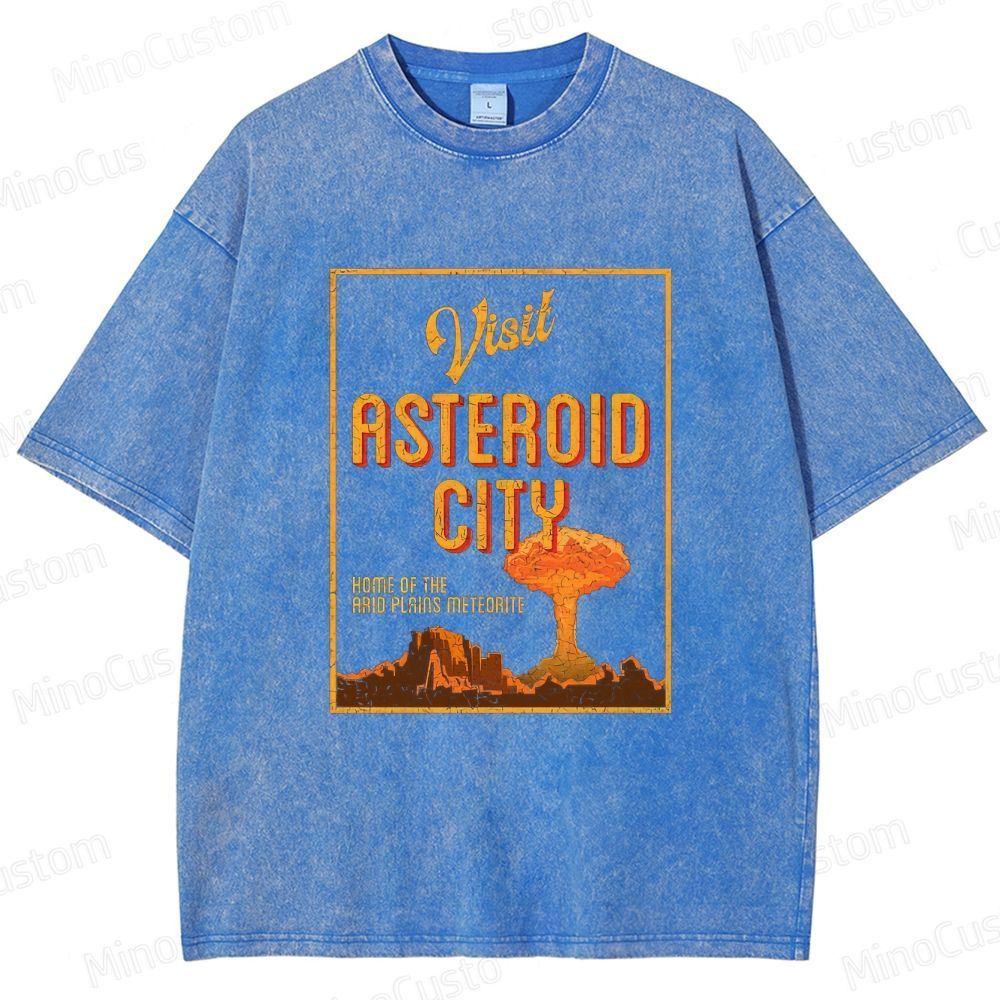 Vintage Washed Asteroid City Graphic Comedy - Drama T - shirt