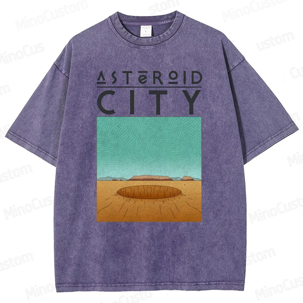 Vintage Washed Asteroid City Graphic Comedy - Drama T - shirt
