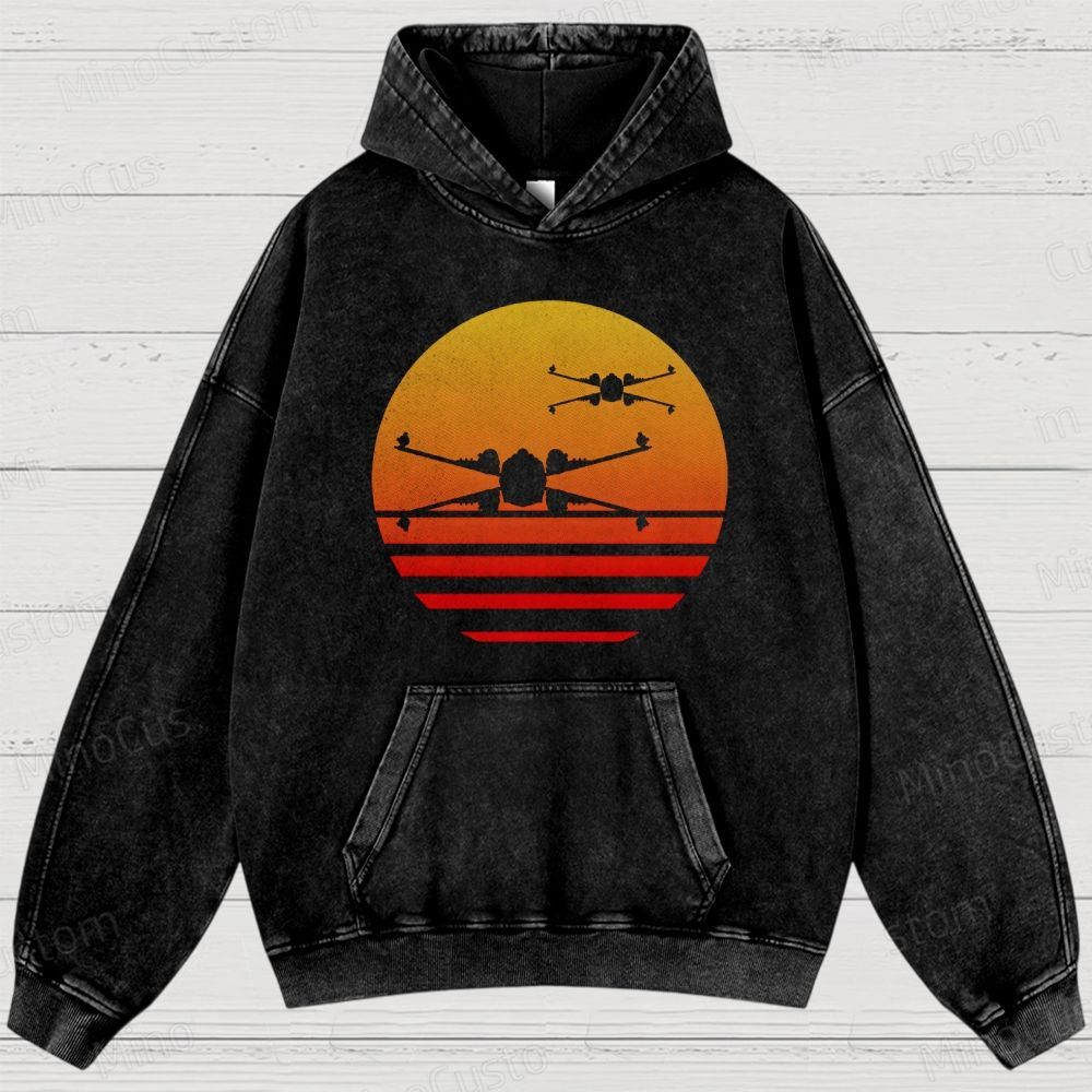 Sunset X-Wing starfighter Washed Hoodies 