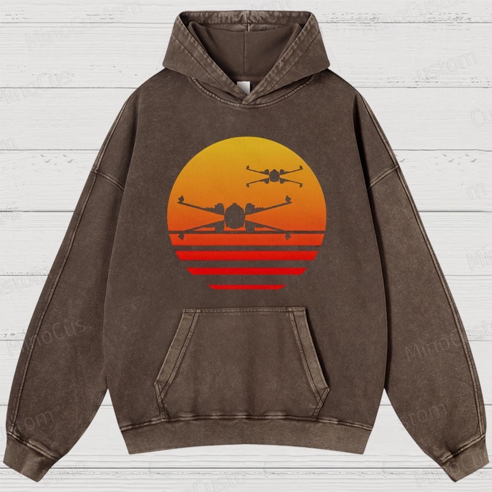 Sunset X-Wing starfighter Washed Hoodies 