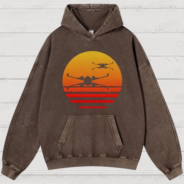 Sunset X-Wing starfighter Washed Hoodies 