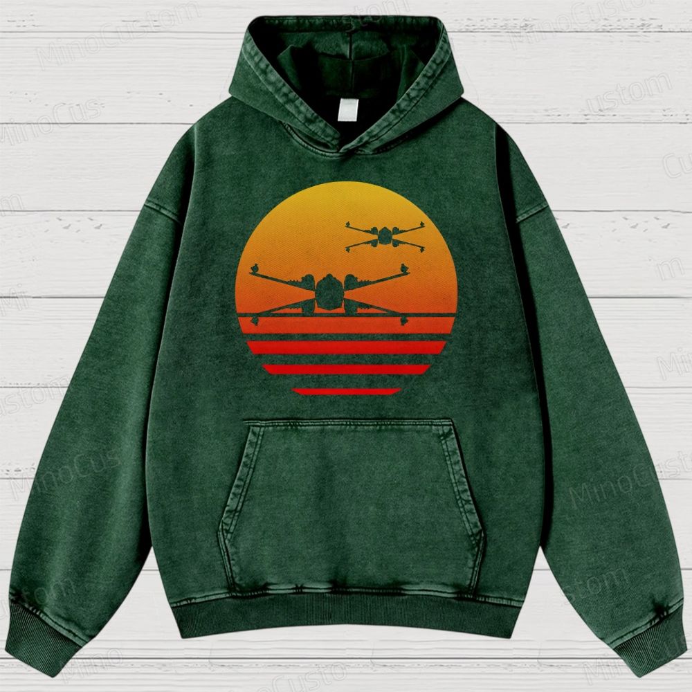 Sunset X-Wing starfighter Washed Hoodies 