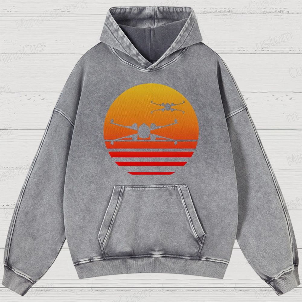 Sunset X-Wing starfighter Washed Hoodies 