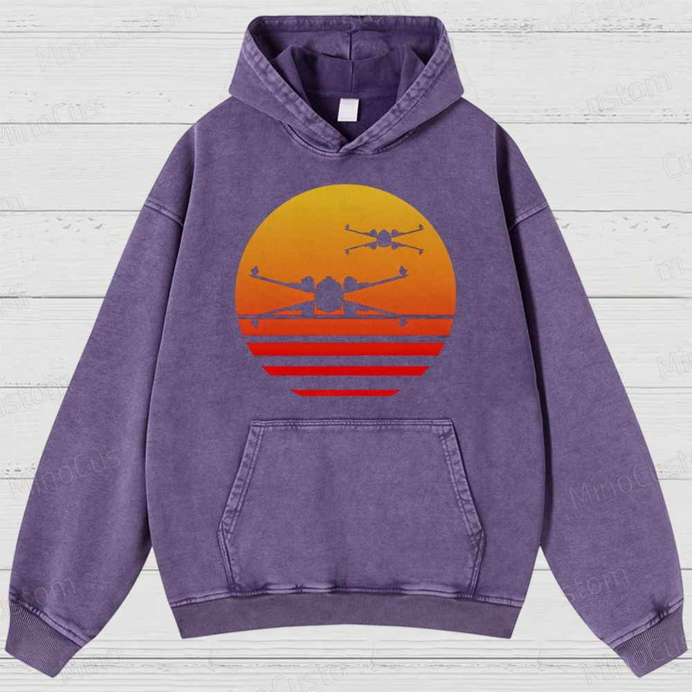 Sunset X-Wing starfighter Washed Hoodies 