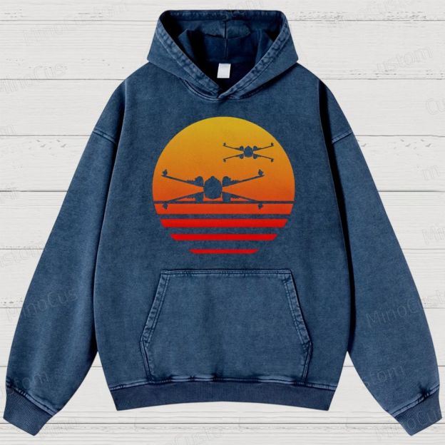 Sunset X-Wing starfighter Washed Hoodies 