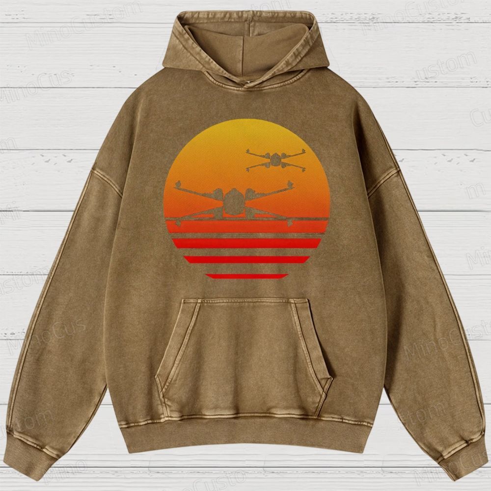 Sunset X-Wing starfighter Washed Hoodies 