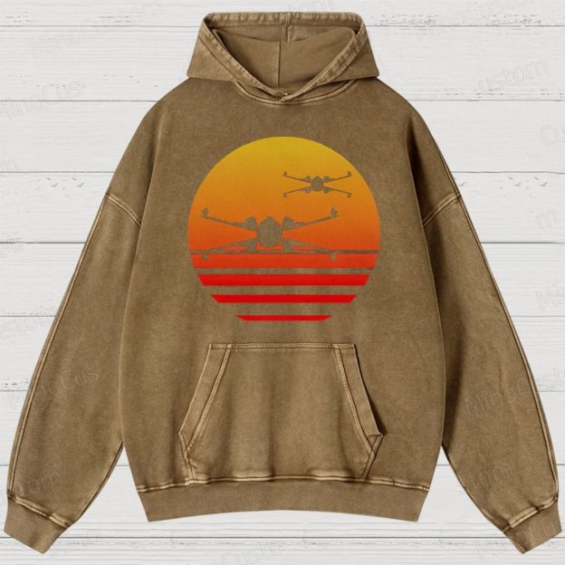 Sunset X-Wing starfighter Washed Hoodies 