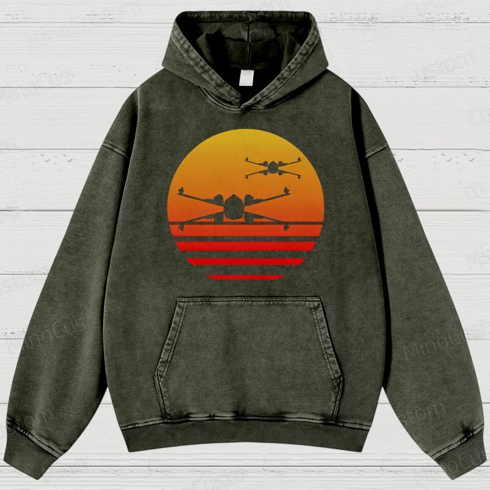 Sunset X-Wing starfighter Washed Hoodies