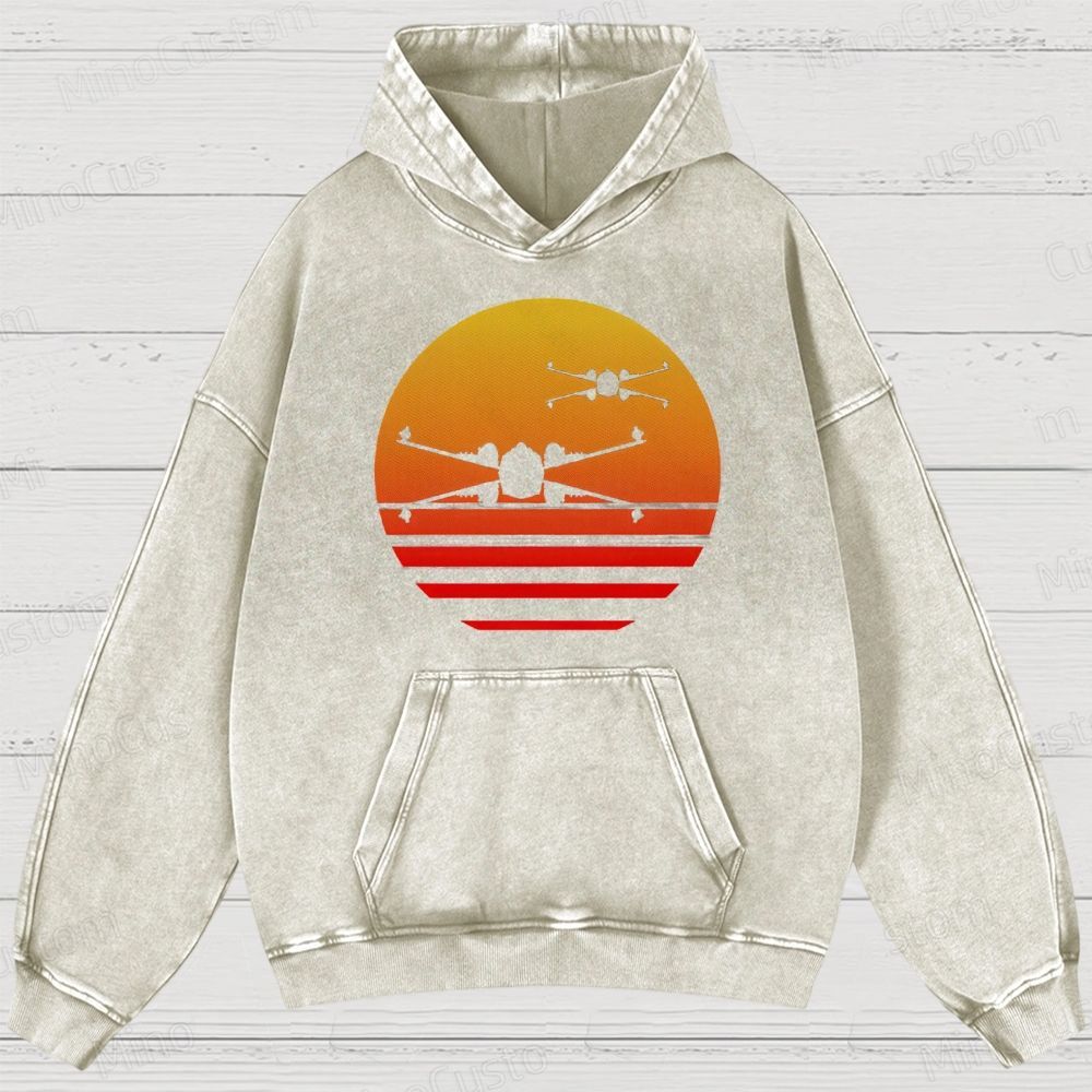Sunset X-Wing starfighter Washed Hoodies 