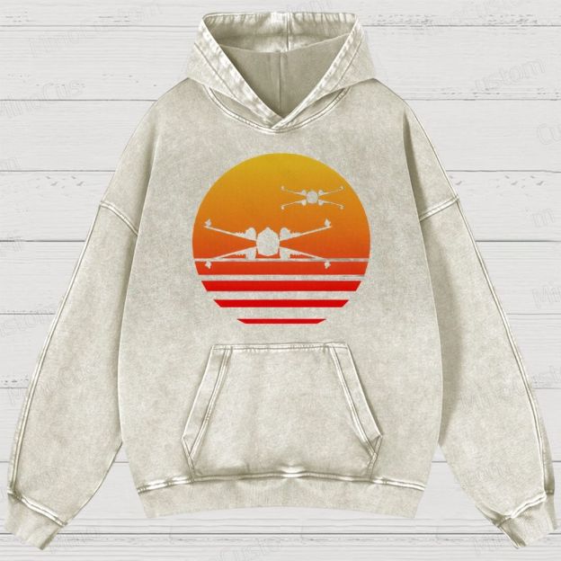 Sunset X-Wing starfighter Washed Hoodies 