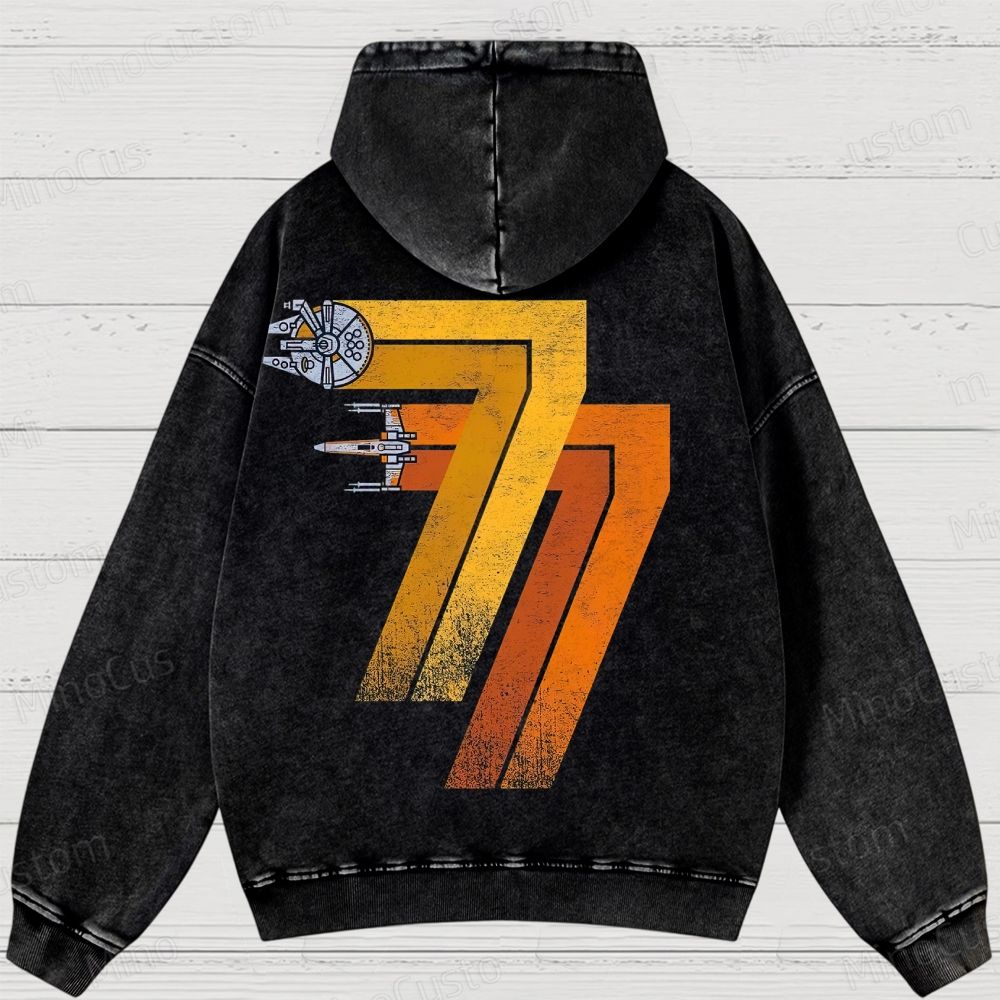 1977 Retro -X-WingFighter  Washed Hoodies 