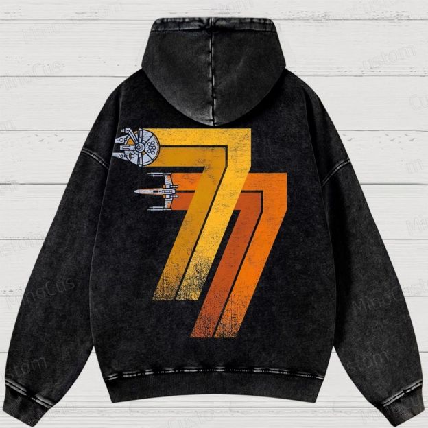 1977 Retro -X-WingFighter  Washed Hoodies 